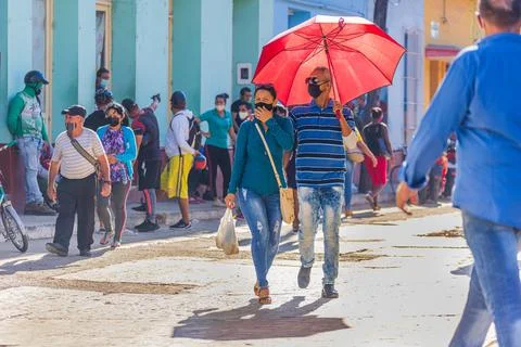Queue in front of a shop in Trinidad - Cuba Stock Photos