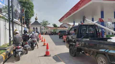 Queue for fuel Stock Footage 207323479