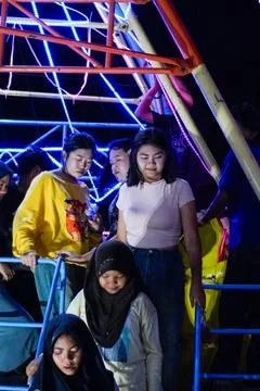 Queue to get off Stock Photos