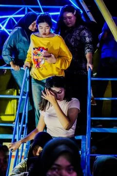 Queue to get off Stock Photos