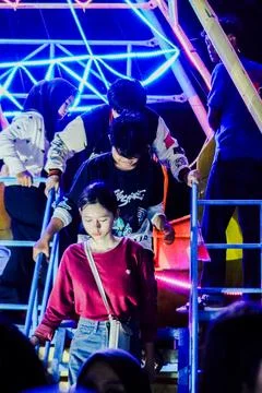 Queue to get off Stock Photos