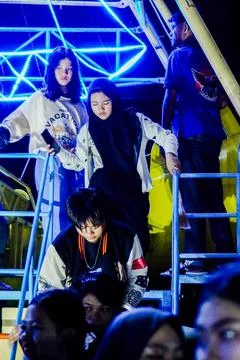 Queue to get off Stock Photos