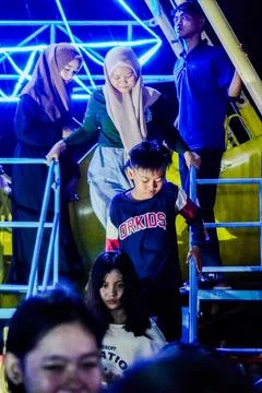 Queue to get off Stock Photos