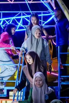 Queue to get off Stock Photos