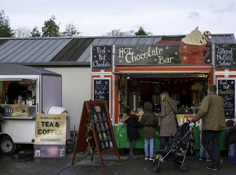 A queue for Hot Chocolate. Stock Photos