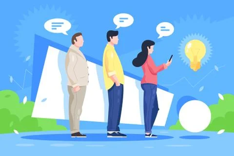 Queue of ideas Illustrazione stock