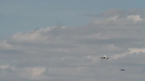 Queue of Landing Planes Stock Footage 10710890