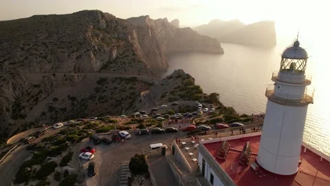 Queue line of cars to Formentor Lighthouse Stock Footage 168136610