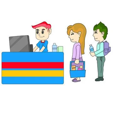 Queue market store service イラスト素材
