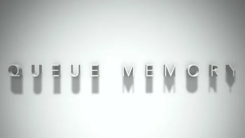 Queue memory 3D title animation white text on a white background Stock Footage 299748397