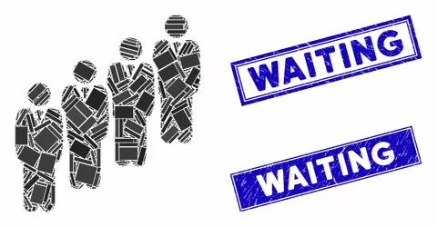 Queue Mosaic and Distress Rectangle Stamp Seals Stock Illustration