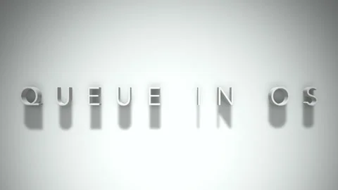 Queue in os 3D title animation with shadows on a white background Stock Footage 297216960