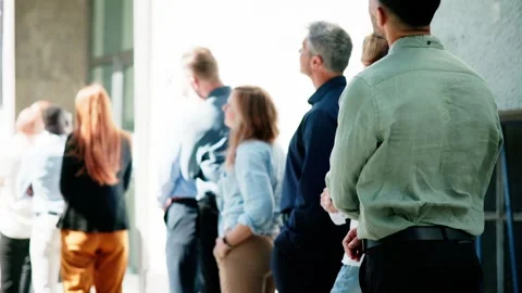 Queue Outdoors. Business People Waiting Stock Footage 275478080