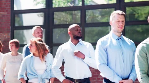 Queue Outdoors. Business People Waiting Stock Footage 276238911