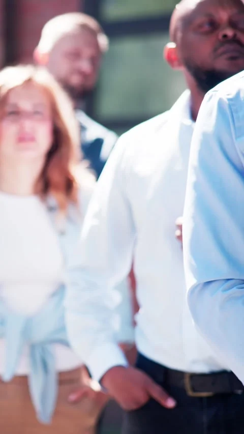 Queue Outdoors. Business People Waiting Stock Footage 276239361