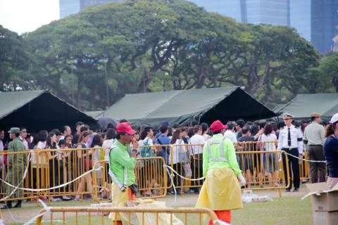 Queue at the Padang Singapore Stock Photos
