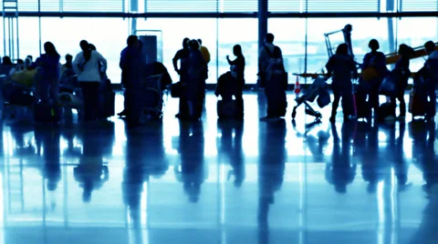 Queue of people in airport Stock-Footage 36028960