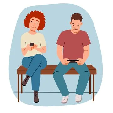 Queue. people are sitting in line on a bench. vector illustration Stock Illustration