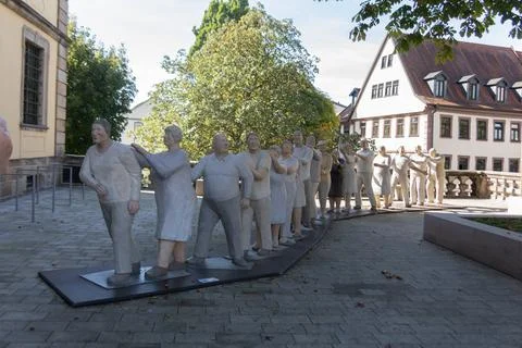 Queue of people in the city Stock Photos