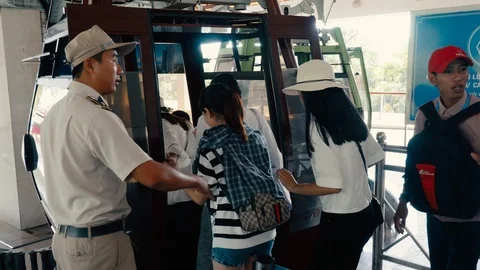 The queue of people. A crowd of people moving to the turnstile. Passengers si Stock Footage 125553876