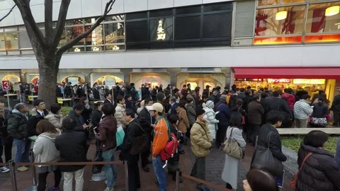 Queue of People by Lottery Tickets Stock Footage 80070687