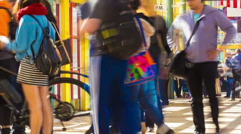 Queue People Pouring Out Rush Hour Train Station Gate Open Time-lapse Zoom Out Stock Footage 67588208