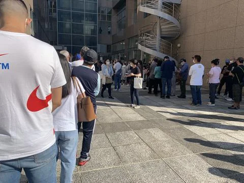 Queue of people to vote in the first round for President of Brazil Stock Photos