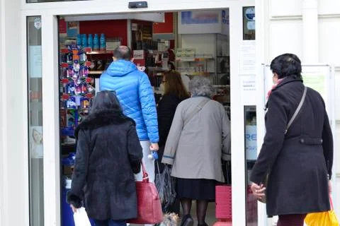A queue in the pharmacy Stock Photos