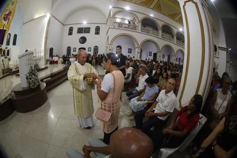 Queue to receive sacred host Stock Photos