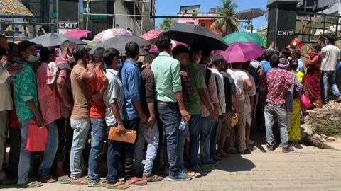 Queue to register for Aadhar cards Video stock 138040300