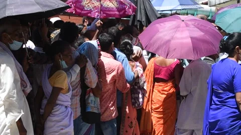 Queue to register for Aadhar cards Video stock 138040330