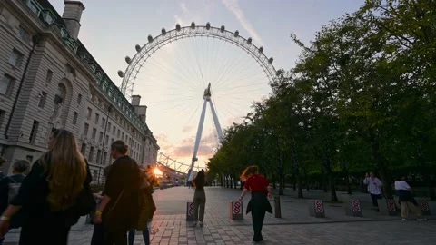 Queue to see The Queen lying in state passing in front of The London Eye at s Stock Footage 212714810