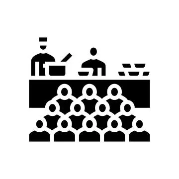 Queue at soup kitchen glyph icon vector illustration Stock Illustration