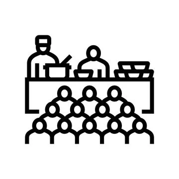 Queue at soup kitchen line icon vector illustration Illustrazione stock