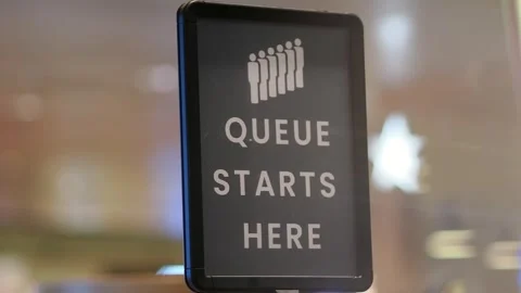Queue starts here in public place Stock Footage 341732334