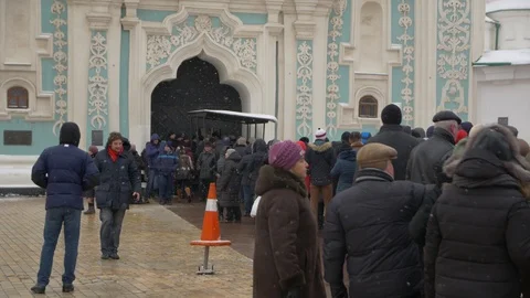 Queue To Temple Stock Footage 125697648