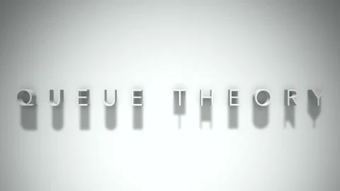 Queue theory 3D title animation white text on a white background Stock Footage 299748516
