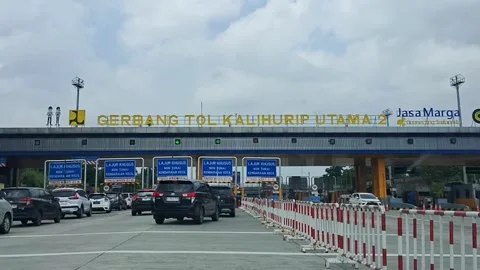 Queue at Toll Booth of Kalihurip Utama Stock Footage 299278299