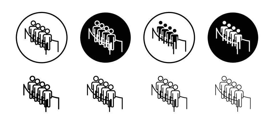 Queue vector icon set collection. Queue Outline flat Icon. Stock Illustration