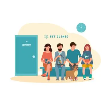 The queue to the vet Stock Illustration