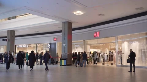 Queue waits to enter HM store during shopping mall sales season. Stock Footage 246962482