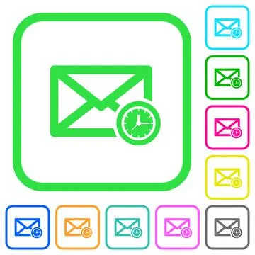 Queued mail vivid colored flat icons icons Stock Illustration