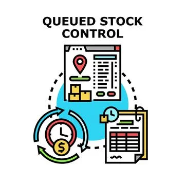 Queued stock control process and inventory management Illustrazione stock