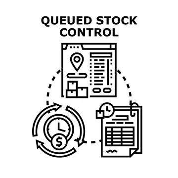 Queued stock control process and inventory management 스톡 일러스트