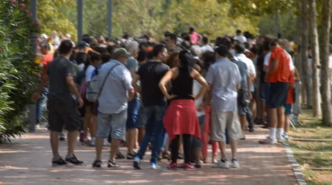 Queueing For The Meal At The Park Stock Footage 55393296