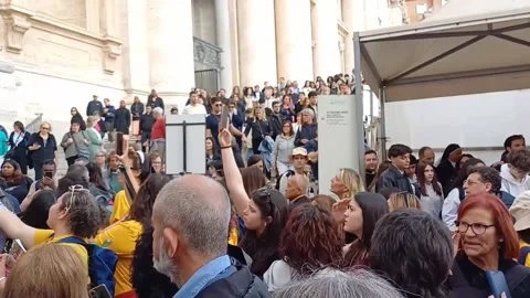 Queues continue at St Peter's Basilica to bid farewell to Pope Francis, Ciudad d Stock Footage 307635344