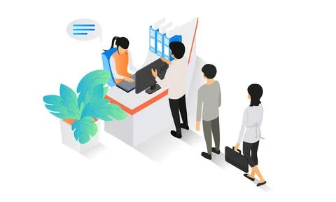 Queuing at the checkout counter Stock Illustration