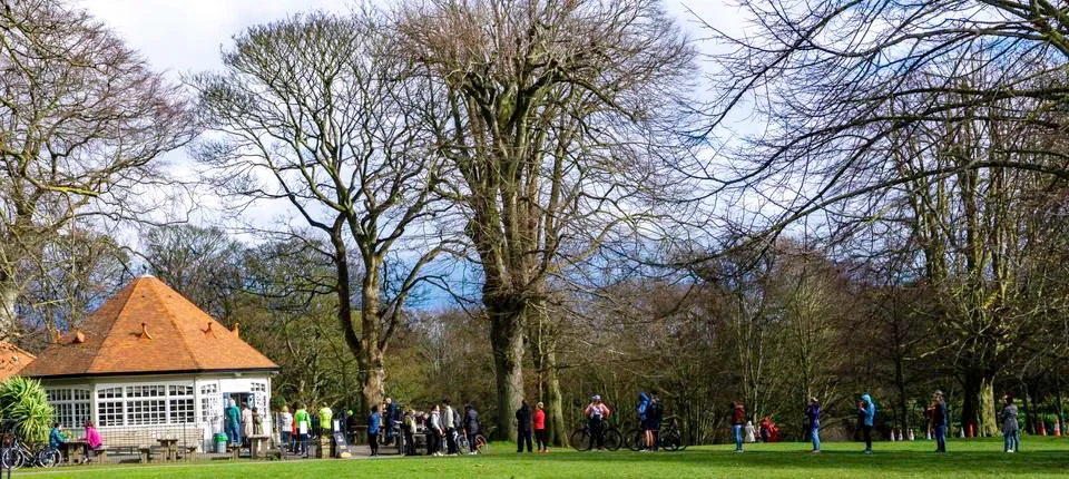 Queuing for coffee. Stock Photos