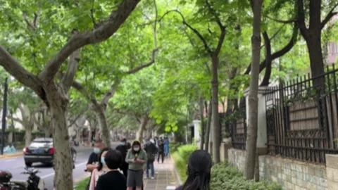 Queuing during the Shanghai under lockdown Stock Footage 197282961