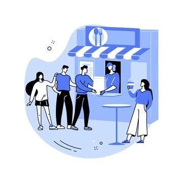 Queuing for food isolated cartoon vector illustrations. 스톡 일러스트
